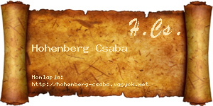 Hohenberg Csaba névjegykártya
